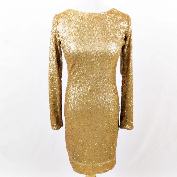 Dress the Population | Dresses | Dress The Population Lola Gold Sequin Dress  | Poshmark